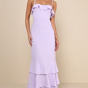 Lulus Lively Evenings Lavender Sleeveless Tiered Maxi Dress Purple - Size M